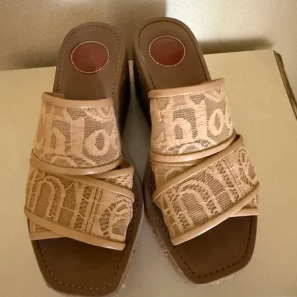 CHLOÉ Woody Wedge Espadrill sandals - Picture 1 of 4